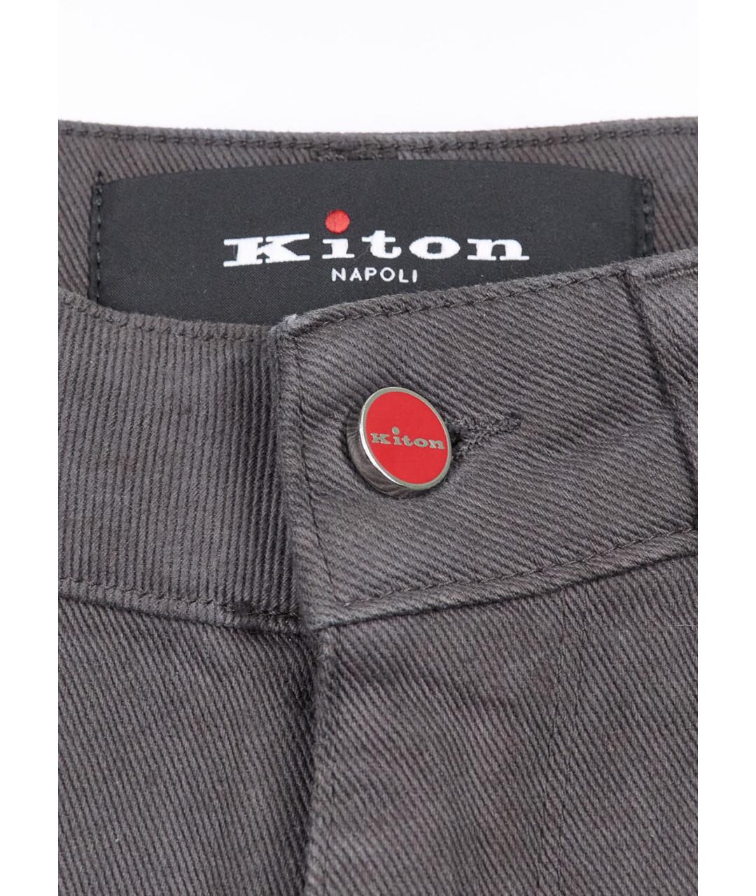 KITON Серые хлопковые прямые джинсы, фото 3