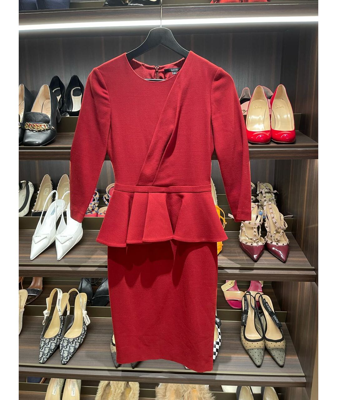 GUCCI Бордовое шерстяное повседневное платье, фото 9