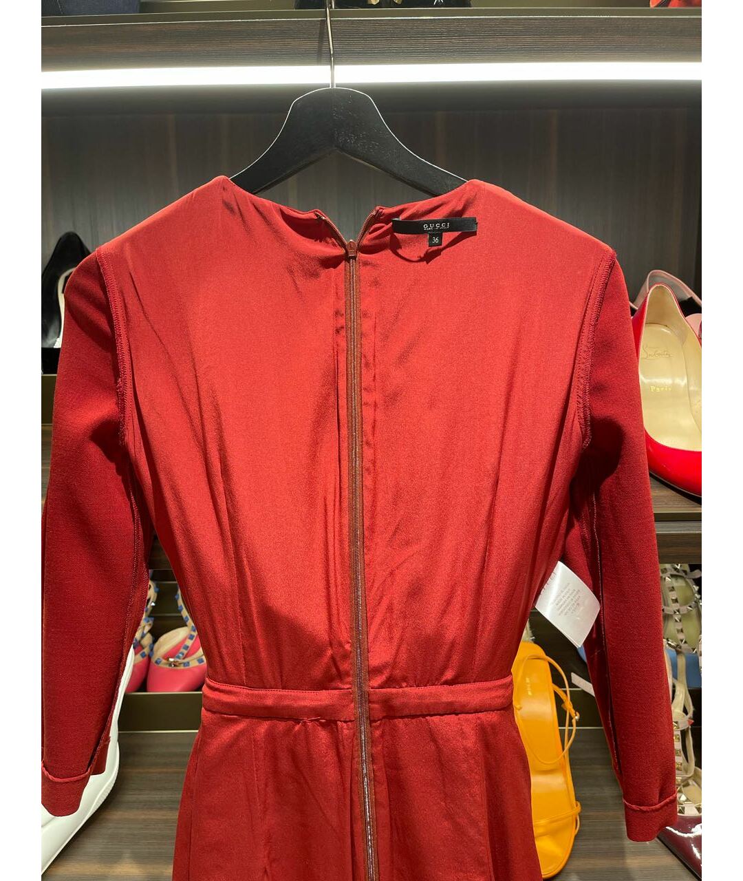 GUCCI Бордовое шерстяное повседневное платье, фото 3