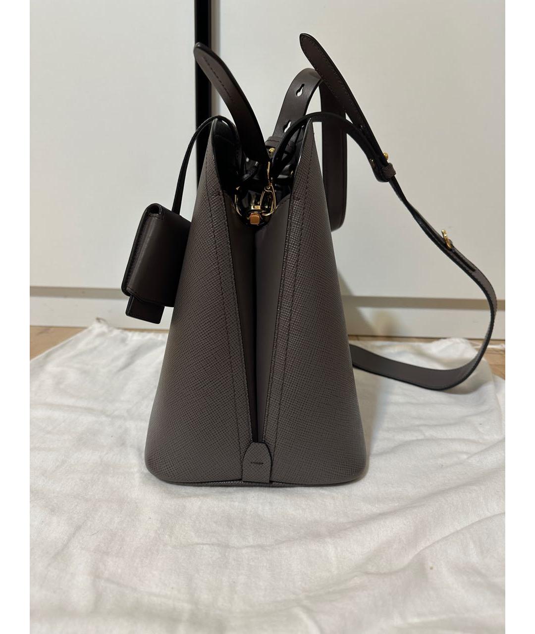 PRADA Антрацитовая кожаная сумка через плечо, фото 4