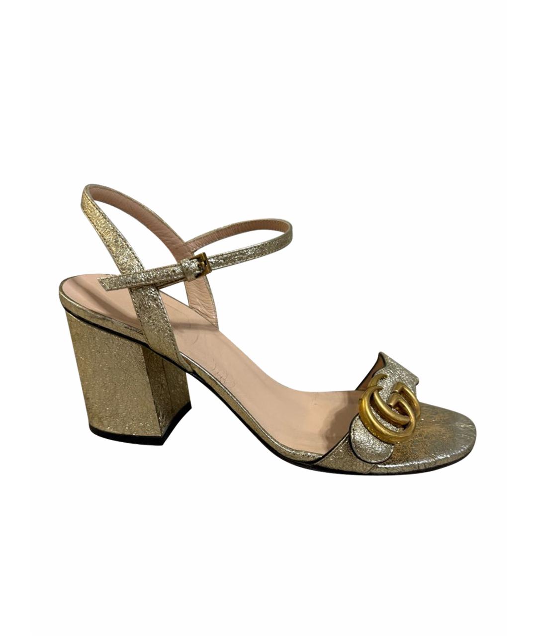 GUCCI Золотые босоножки, фото 1