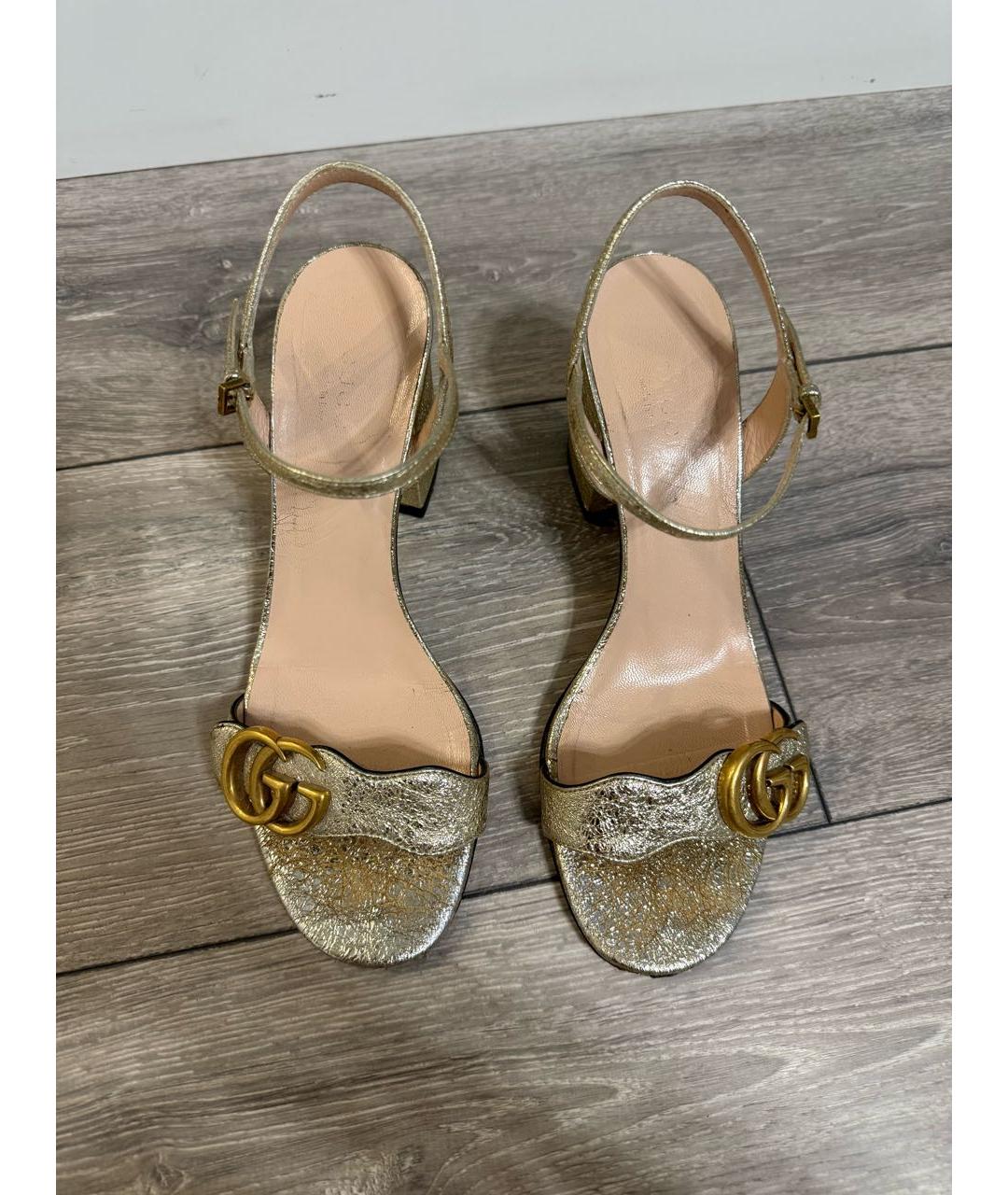 GUCCI Золотые босоножки, фото 2
