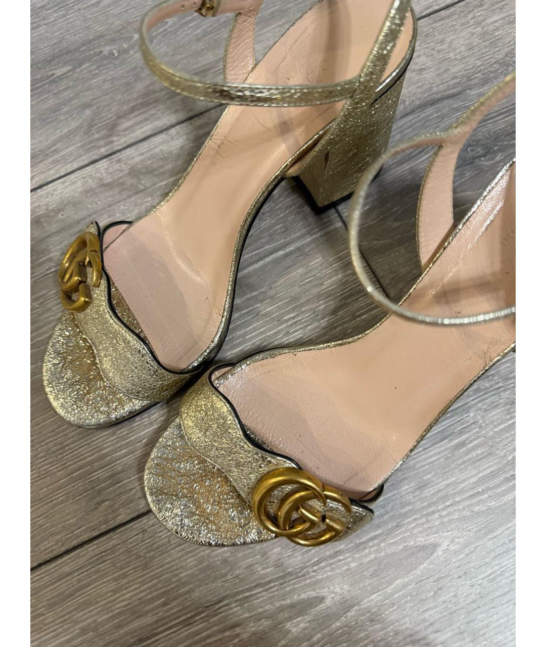 GUCCI Золотые босоножки, фото 4