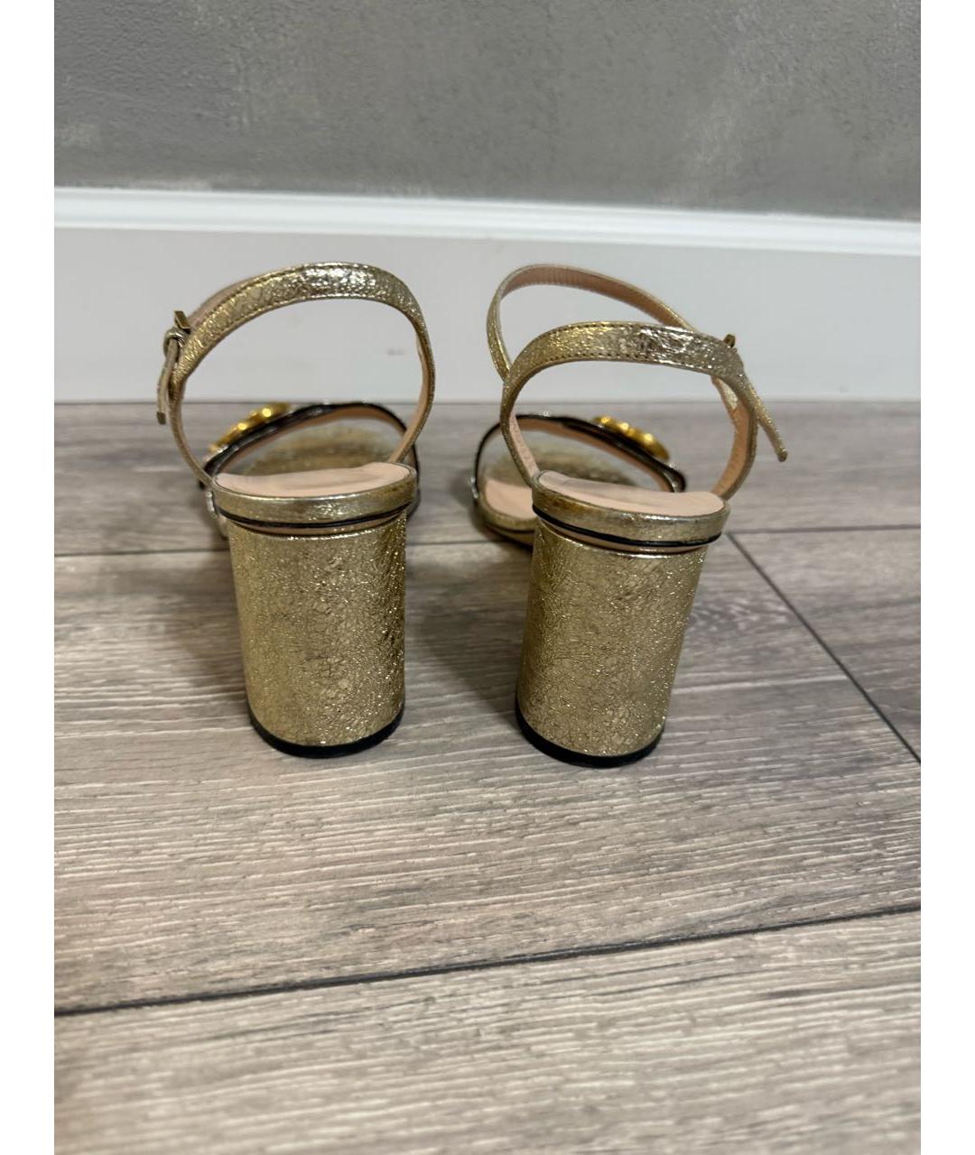 GUCCI Золотые босоножки, фото 3