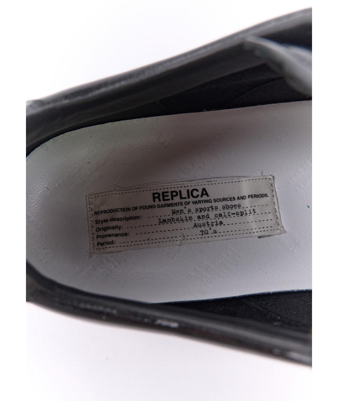 MAISON MARGIELA Черные низкие кроссовки / кеды из лакированной кожи, фото 3
