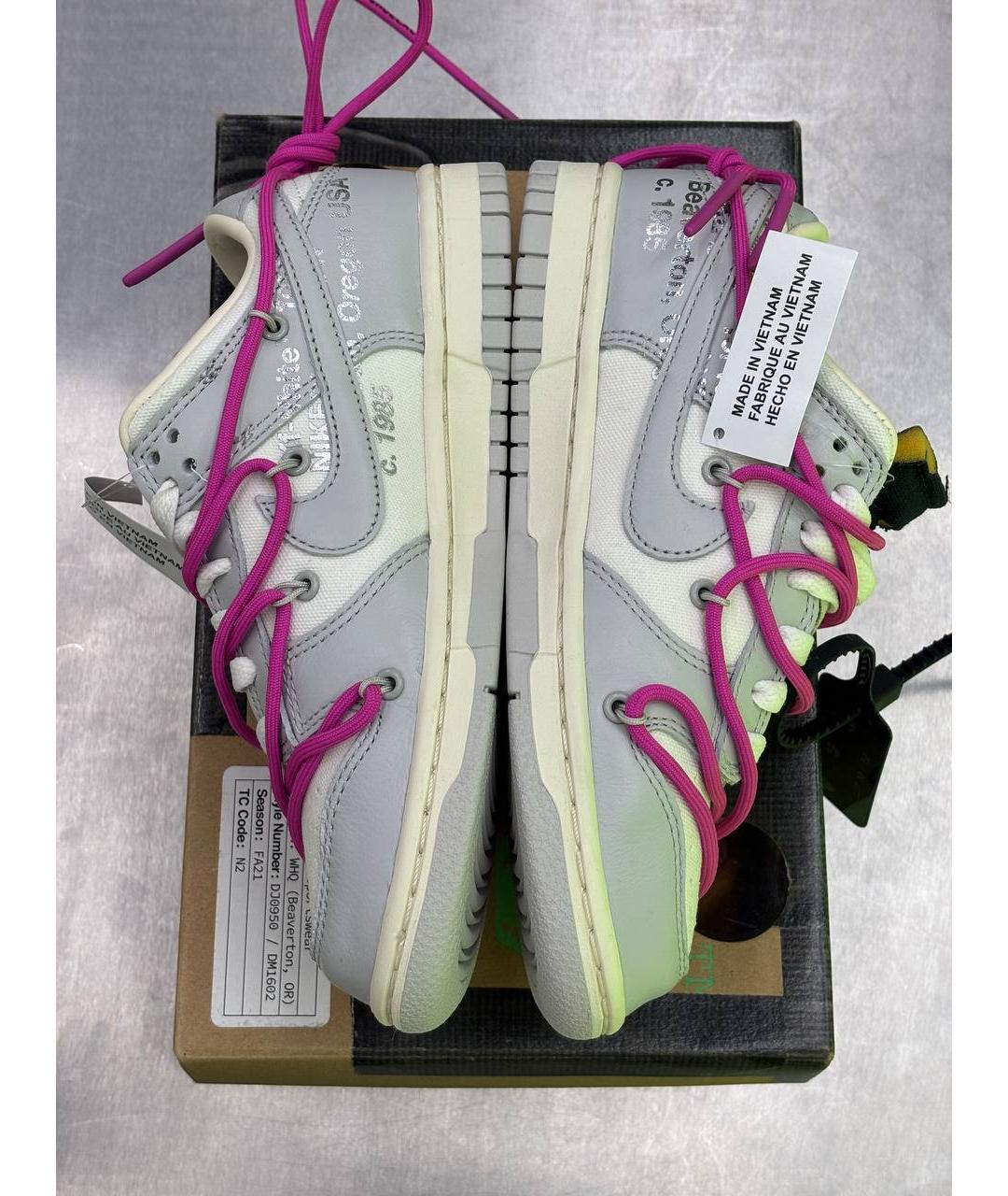 NIKE X OFF-WHITE Серые кожаные кеды, фото 3