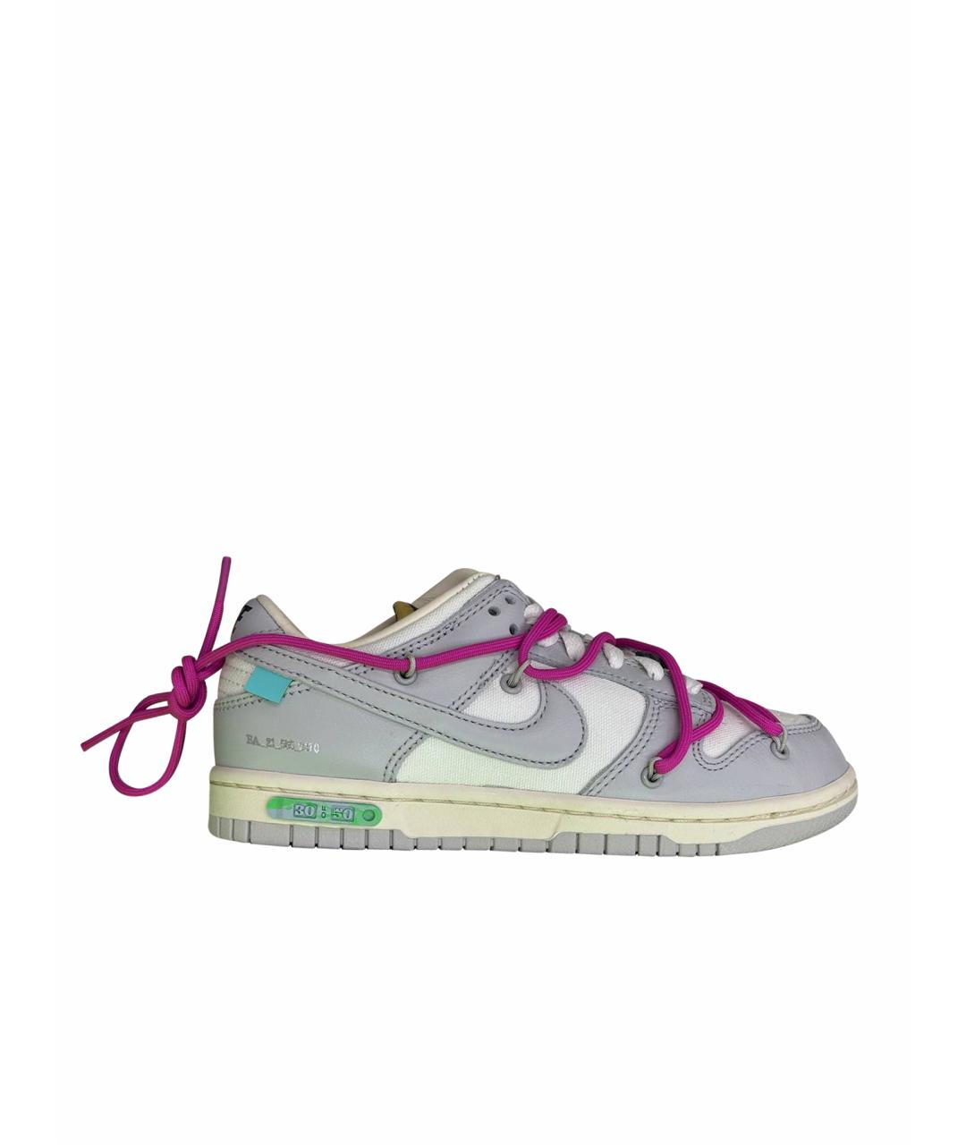 NIKE X OFF-WHITE Серые кожаные кеды, фото 1