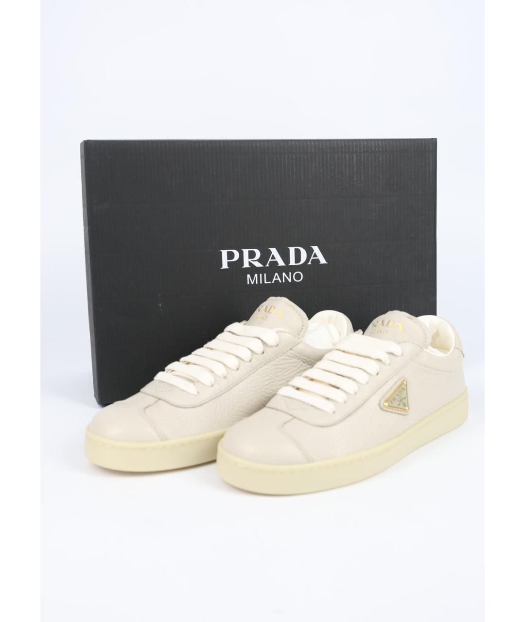 PRADA Серые кожаные кеды, фото 6