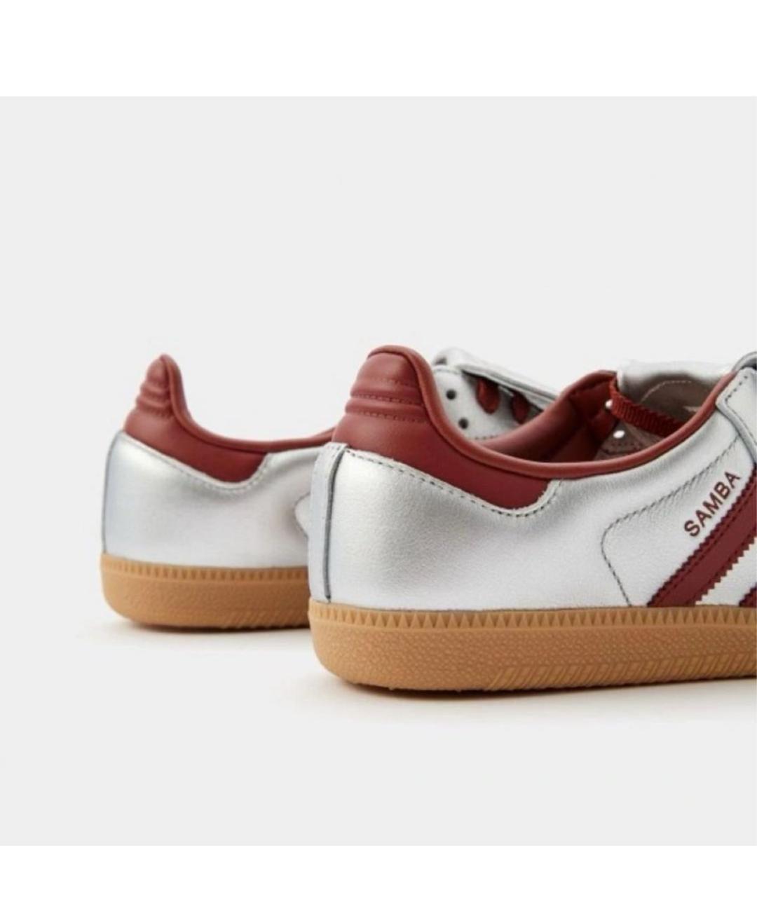 ADIDAS Серебряные кожаные кроссовки, фото 4