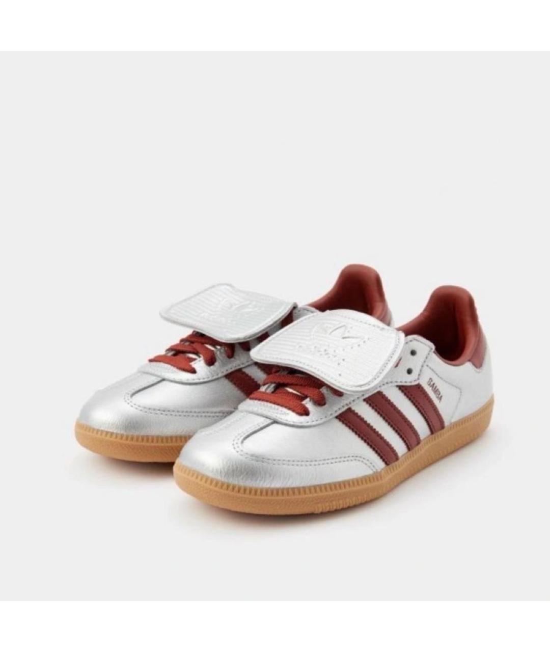 ADIDAS Серебряные кожаные кроссовки, фото 2
