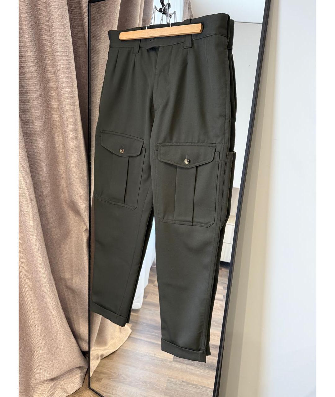 ALEXANDER MCQUEEN Хаки хлопковые повседневные брюки, фото 4