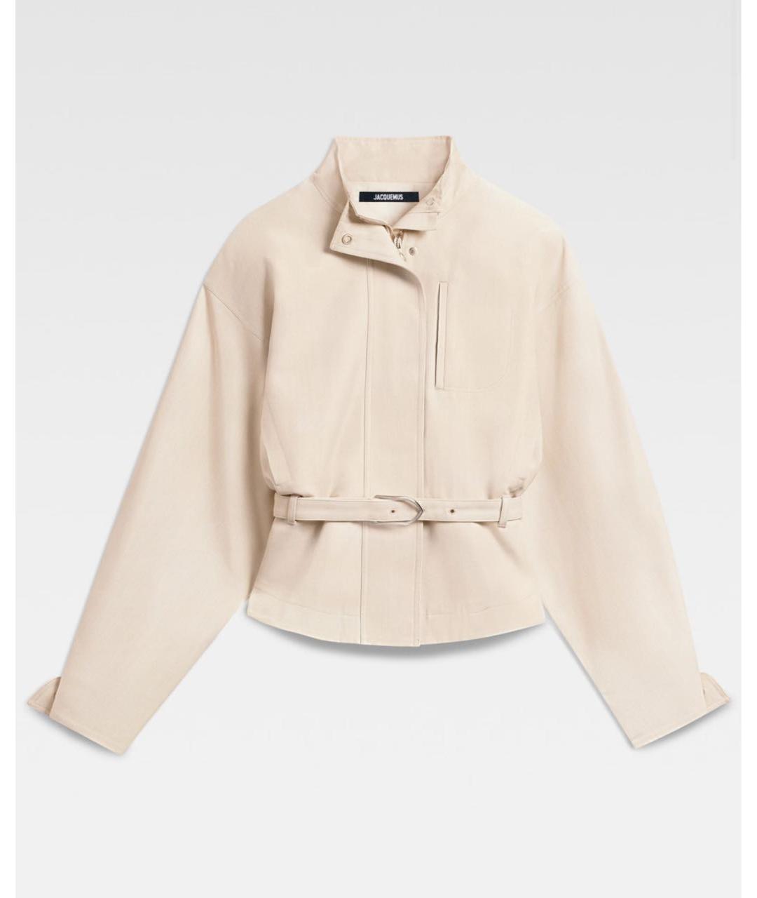 JACQUEMUS Бежевая полиэстеровая куртка, фото 8
