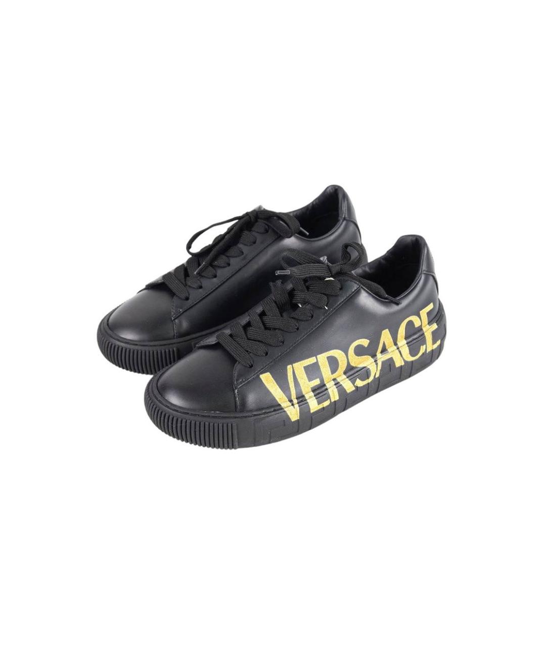 VERSACE Черные кожаные кеды, фото 5
