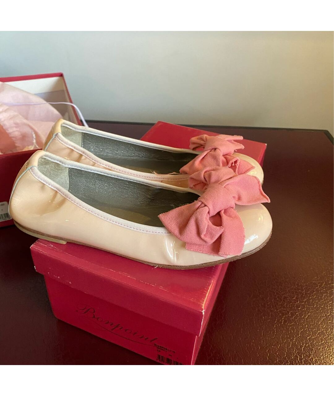 BONPOINT Розовые балетки из лакированной кожи, фото 9