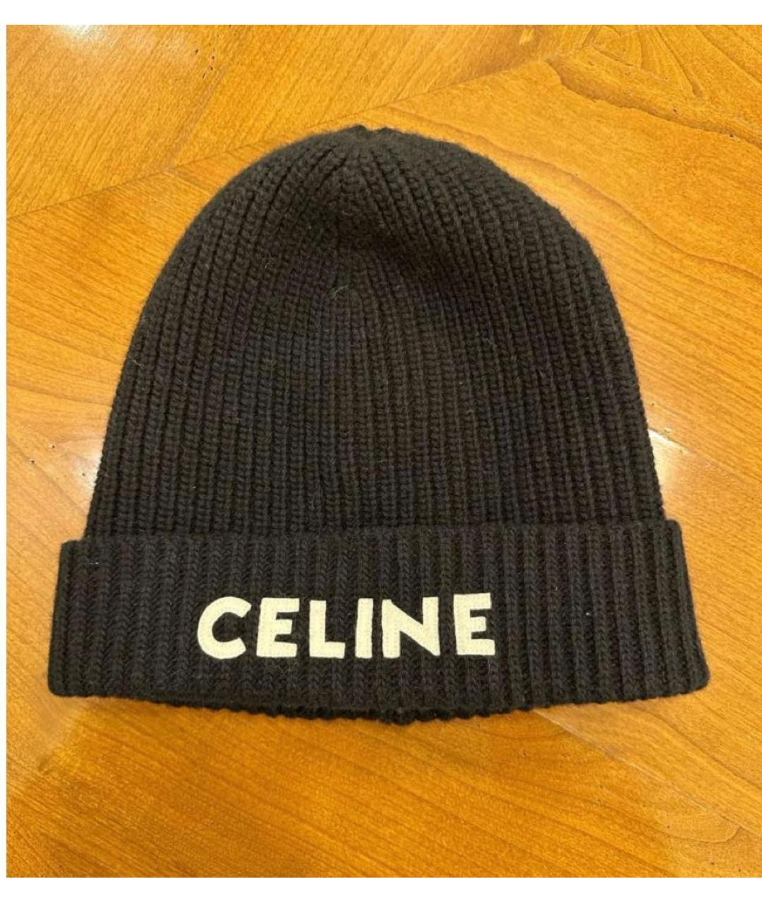CELINE Черная шерстяная шапка, фото 2