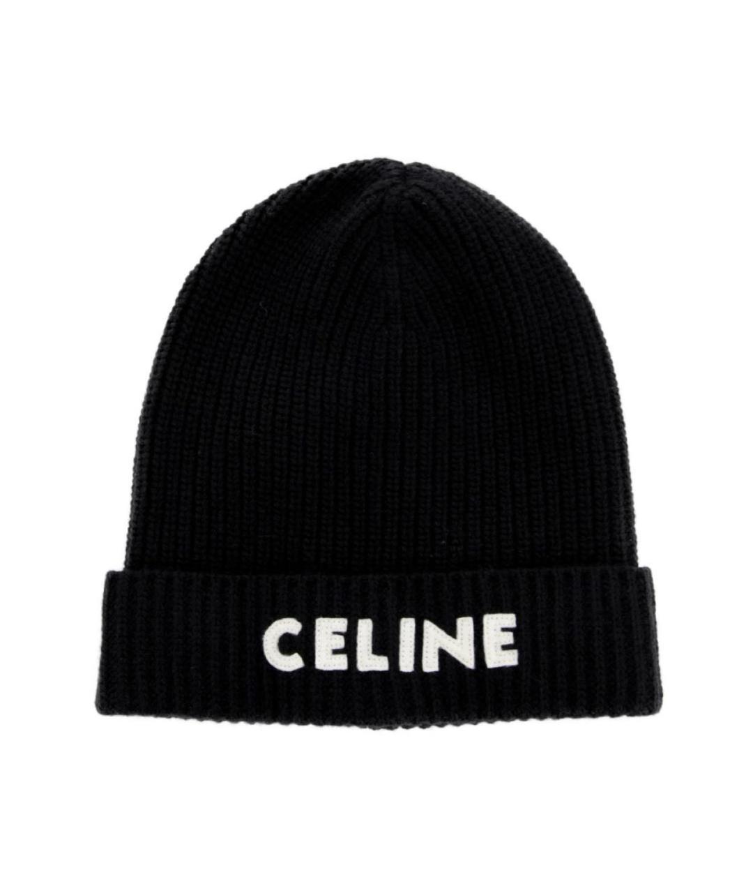 CELINE Черная шерстяная шапка, фото 1
