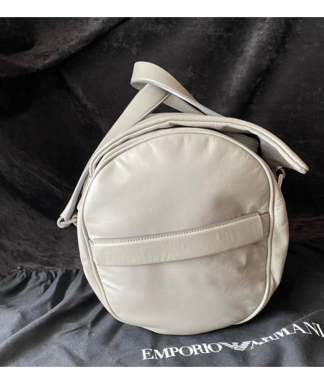 EMPORIO ARMANI Серая кожаная дорожная/спортивная сумка, фото 3