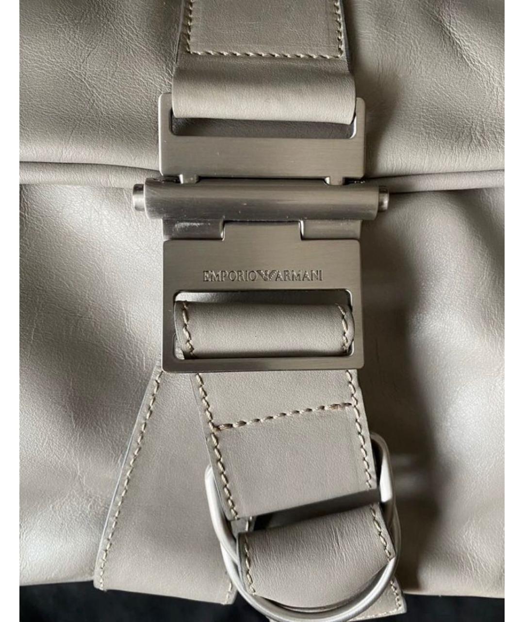 EMPORIO ARMANI Серая кожаная дорожная/спортивная сумка, фото 8