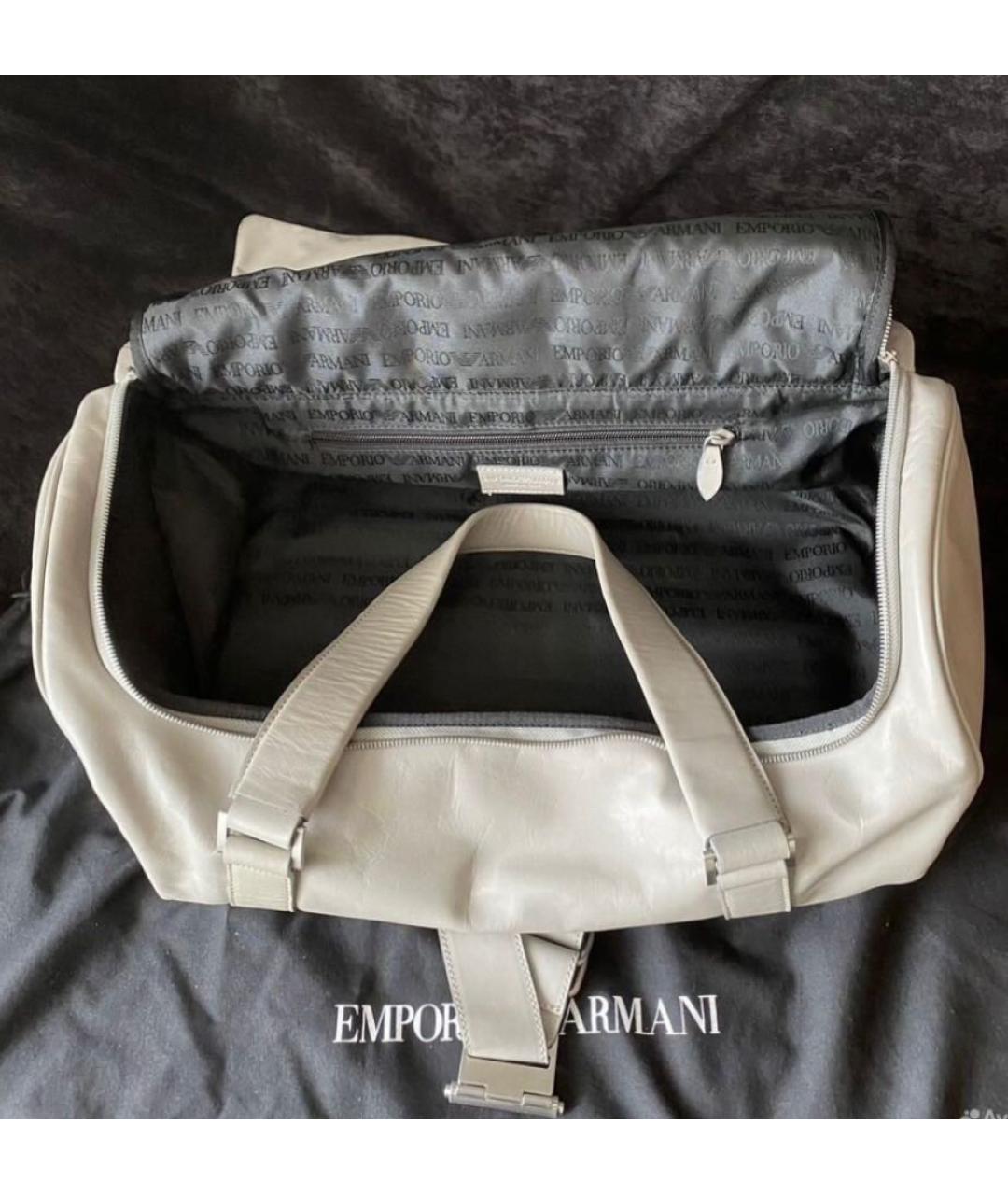 EMPORIO ARMANI Серая кожаная дорожная/спортивная сумка, фото 6