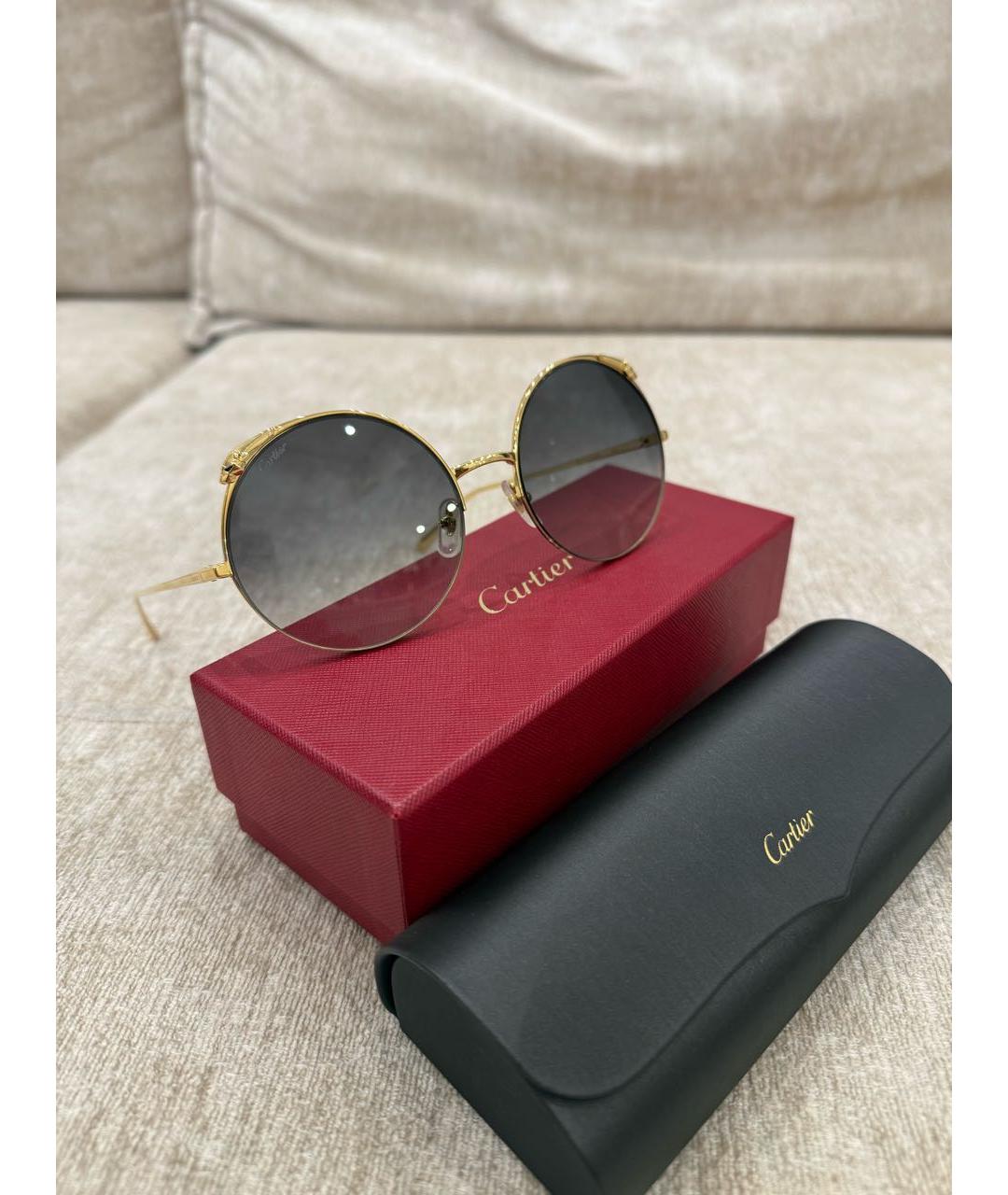CARTIER Золотые металлические солнцезащитные очки, фото 7