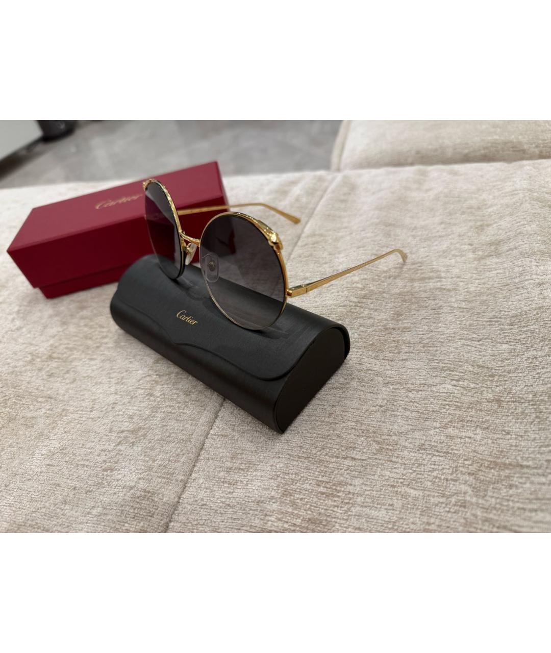 CARTIER Золотые металлические солнцезащитные очки, фото 4