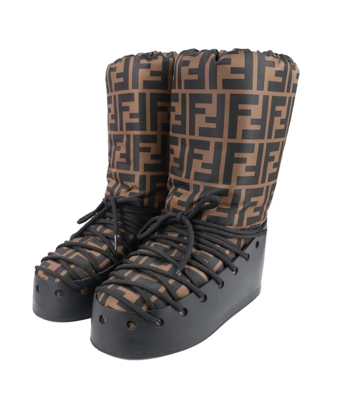 FENDI Коричневые кожаные сапоги, фото 2
