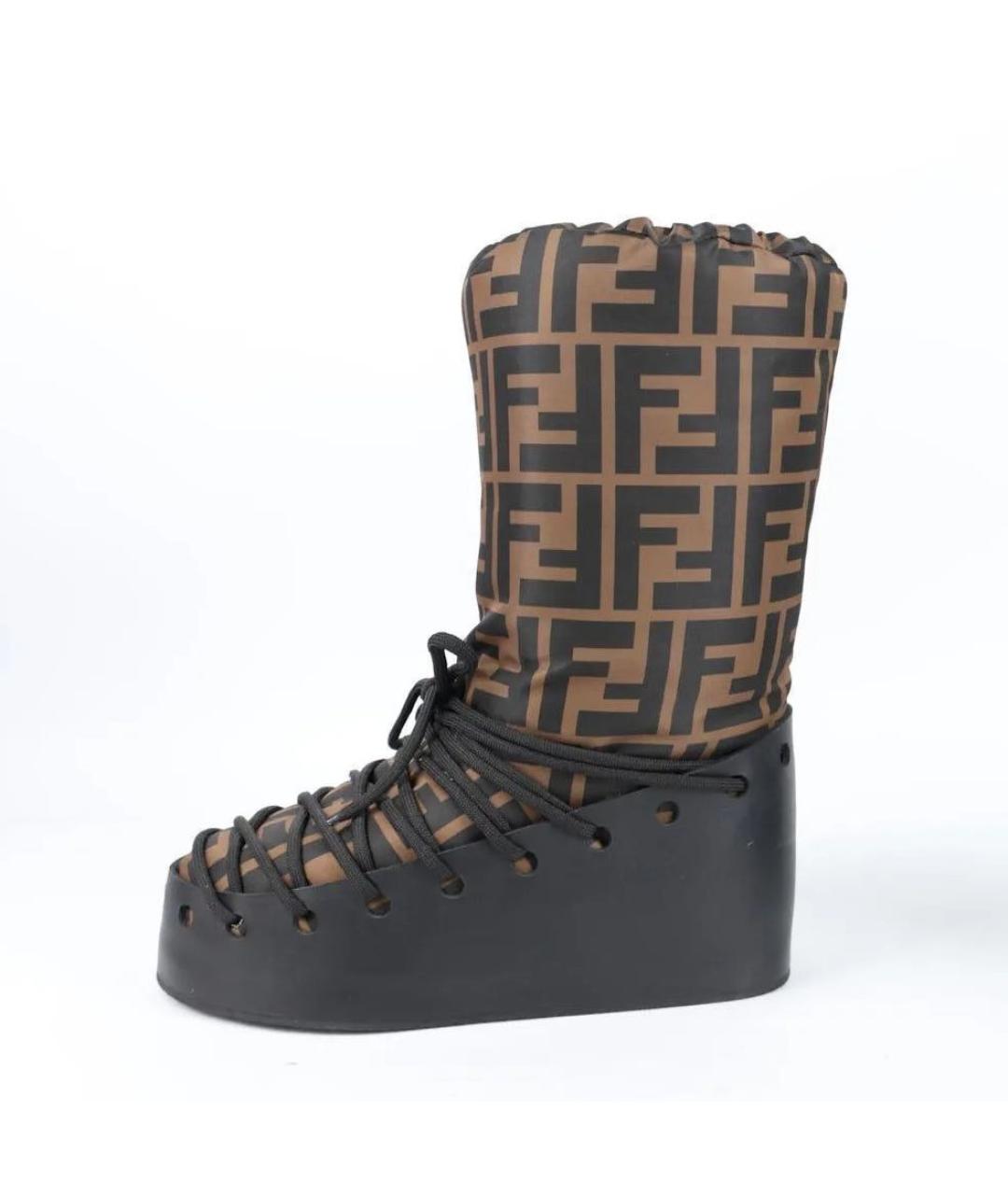 FENDI Коричневые кожаные сапоги, фото 5