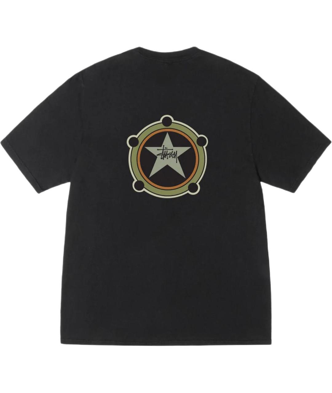 STUSSY Черная хлопковая футболка, фото 2