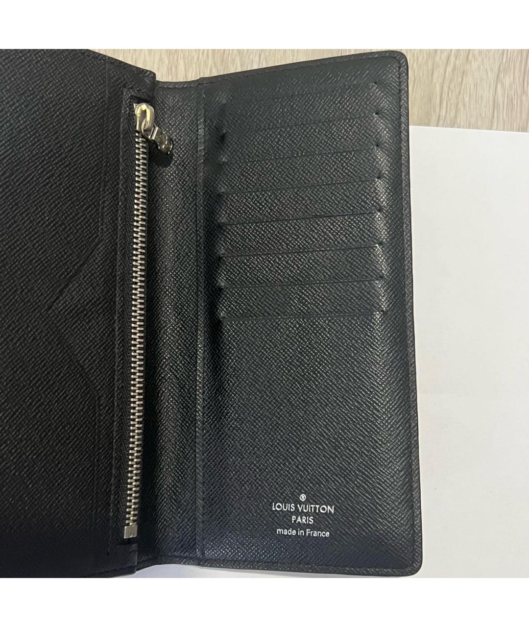 LOUIS VUITTON Антрацитовый кожаный кошелек, фото 3