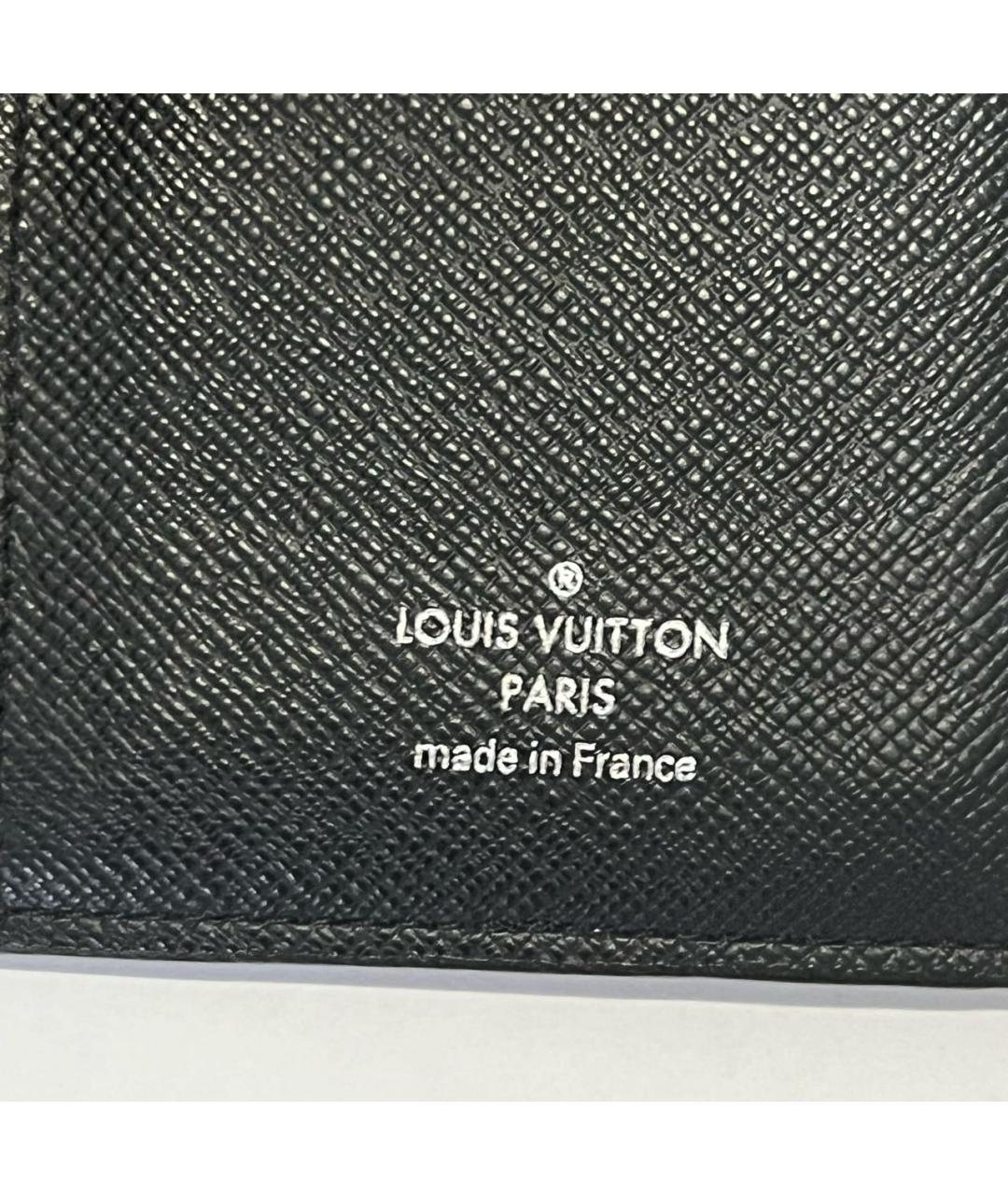 LOUIS VUITTON Антрацитовый кожаный кошелек, фото 4