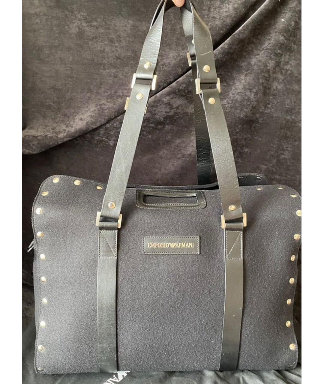 EMPORIO ARMANI Черная шерстяная сумка на плечо, фото 5