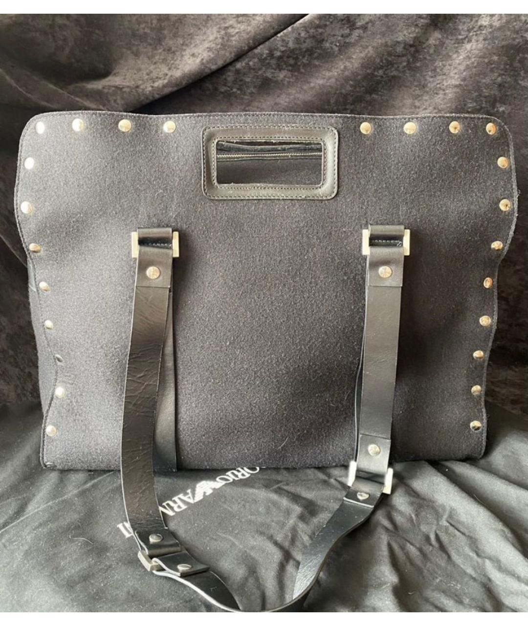 EMPORIO ARMANI Черная шерстяная сумка на плечо, фото 3