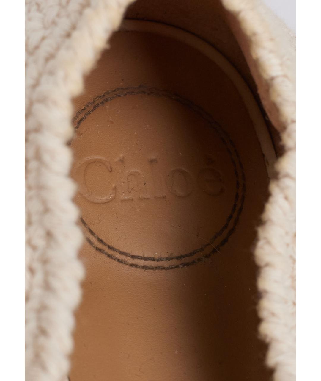 CHLOE Бежевые текстильные лоферы, фото 3