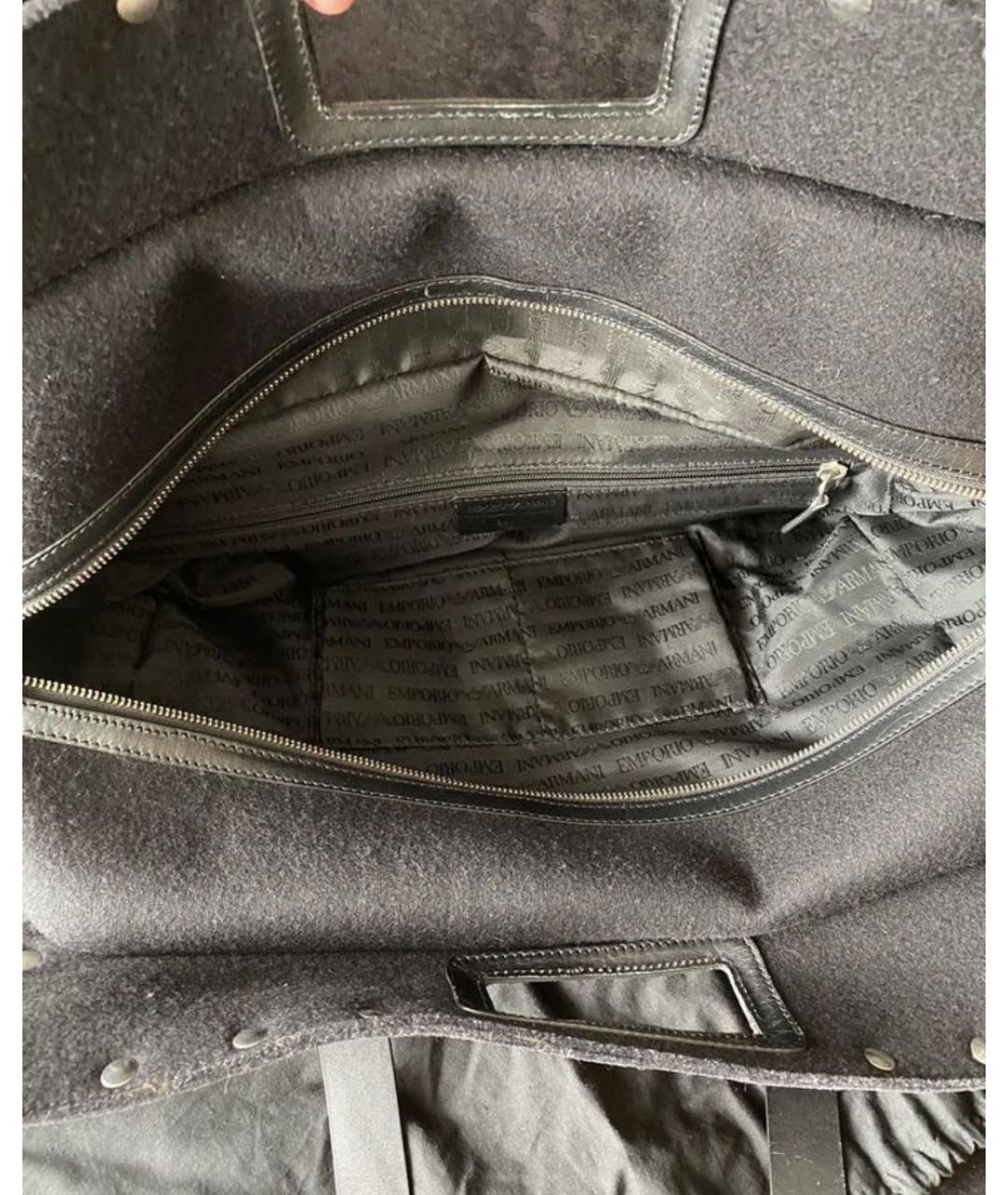 EMPORIO ARMANI Черная шерстяная дорожная/спортивная сумка, фото 4