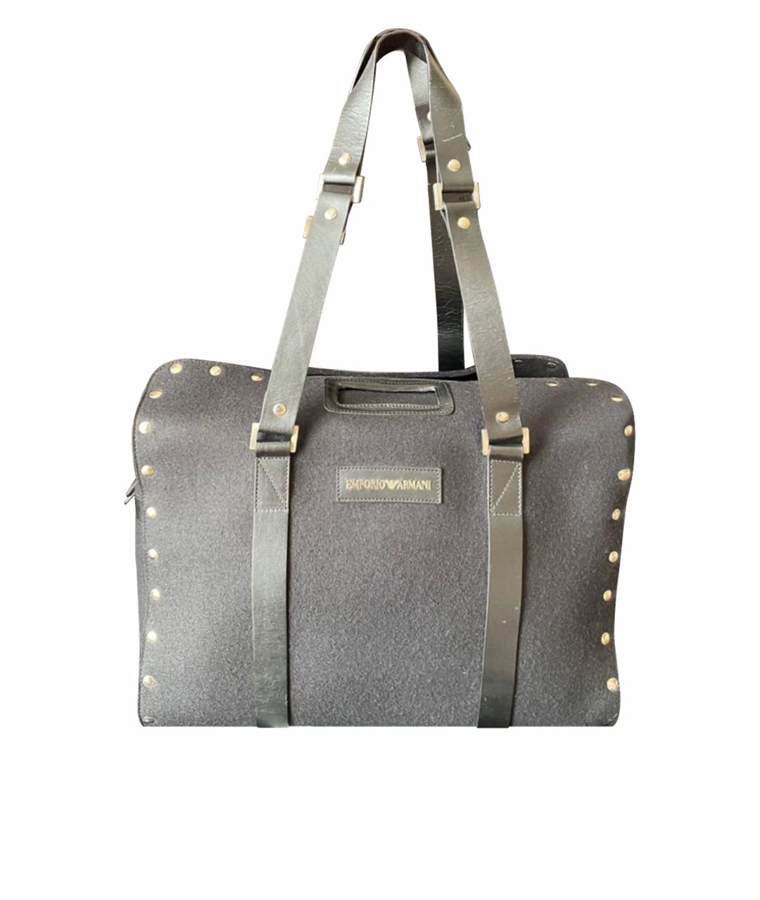 EMPORIO ARMANI Черная шерстяная дорожная/спортивная сумка, фото 1