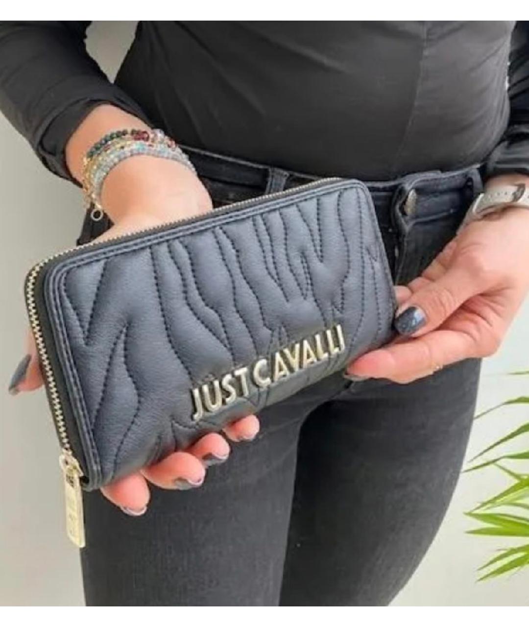 JUST CAVALLI Черный кошелек из искусственной кожи, фото 4