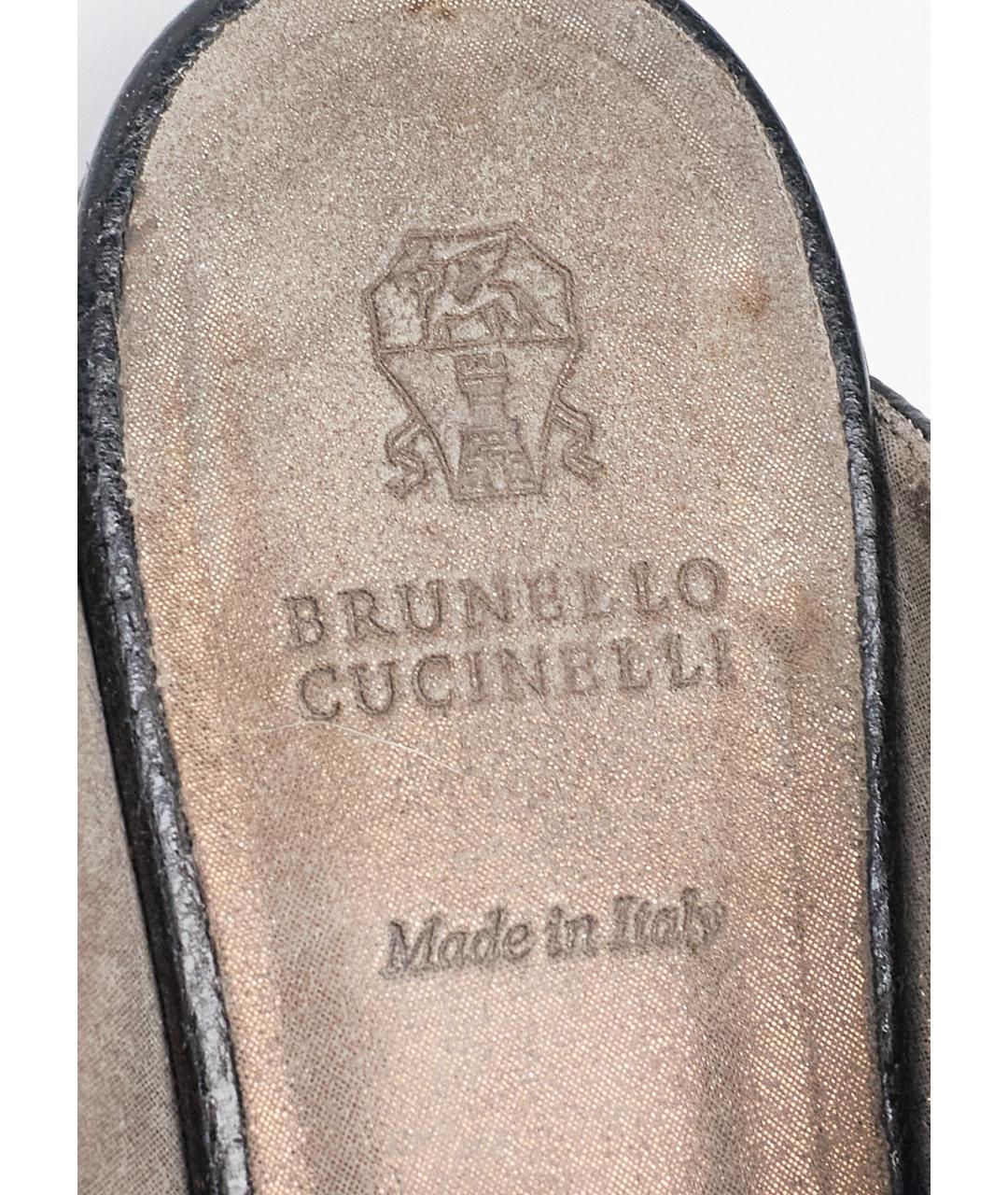 BRUNELLO CUCINELLI Черные кожаные мюли, фото 5
