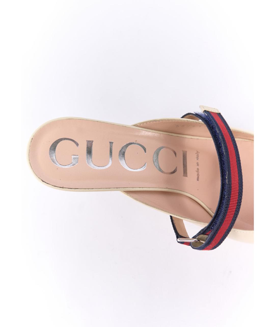 GUCCI Бежевые кожаные мюли, фото 5