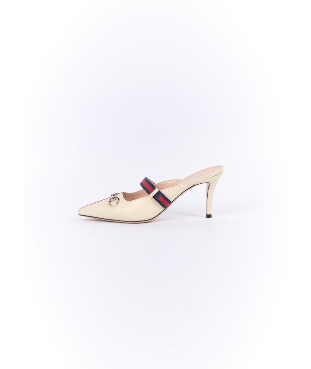 GUCCI Бежевые кожаные мюли, фото 6
