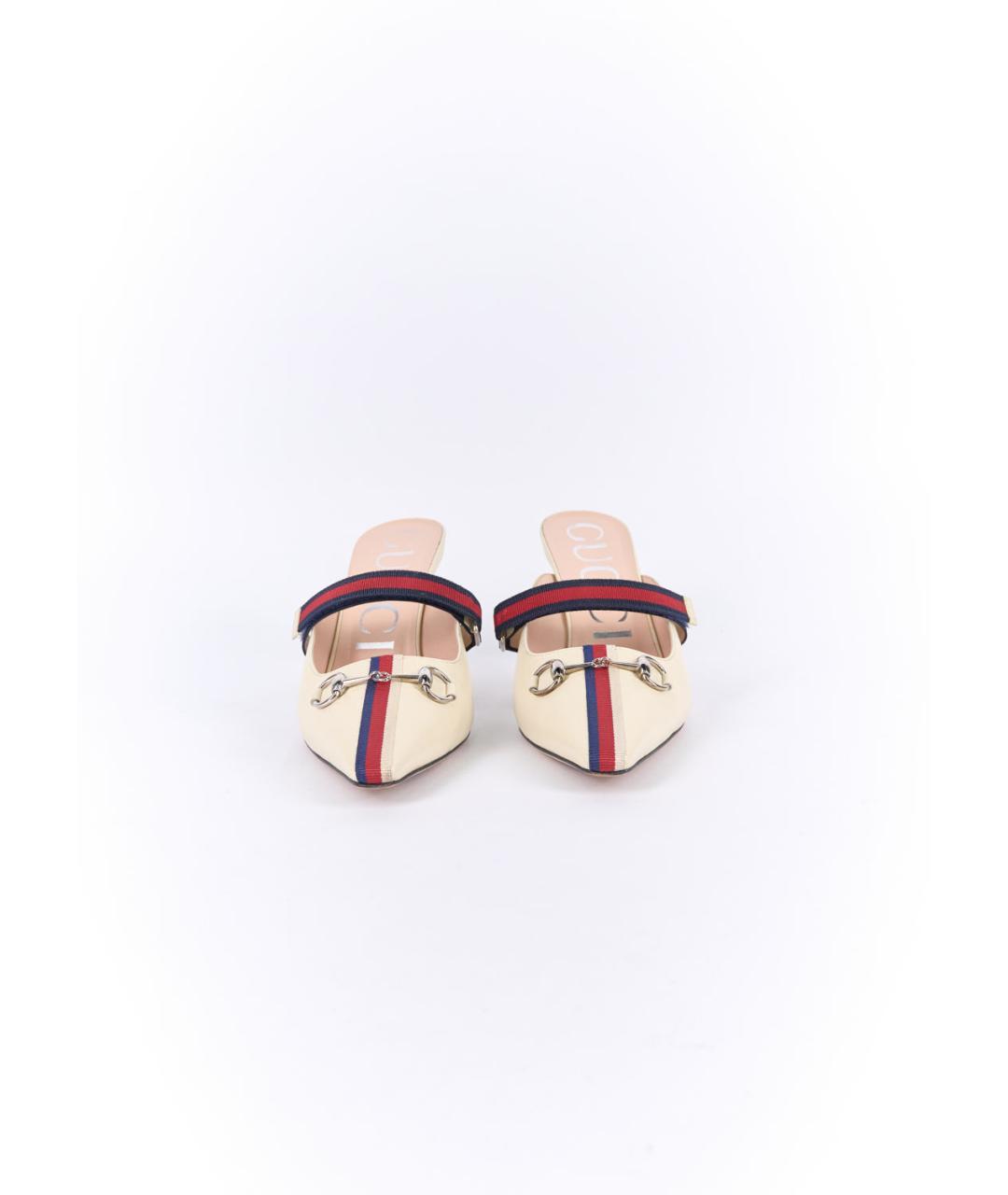 GUCCI Бежевые кожаные мюли, фото 3