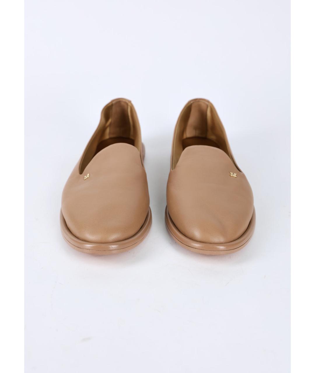 MAX MARA Бежевые кожаные лоферы, фото 3