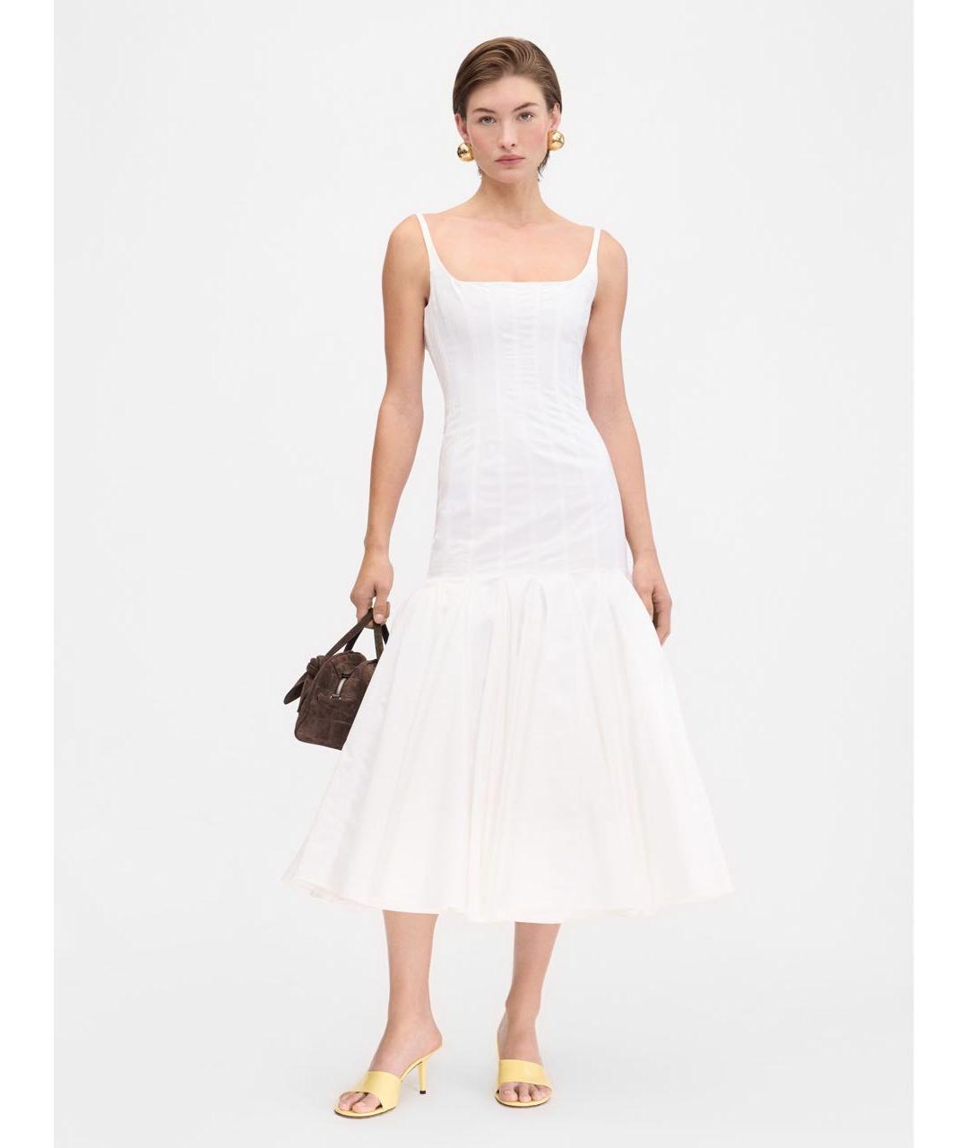 JACQUEMUS Белое хлопковое повседневное платье, фото 4