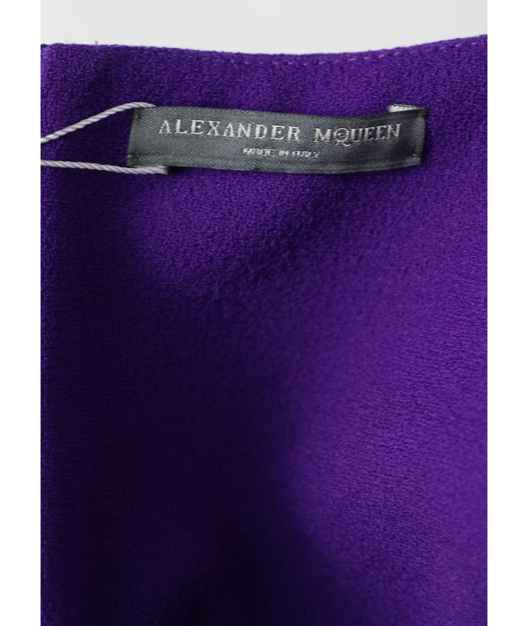 MCQ ALEXANDER MCQUEEN Фиолетовое шерстяное повседневное платье, фото 3