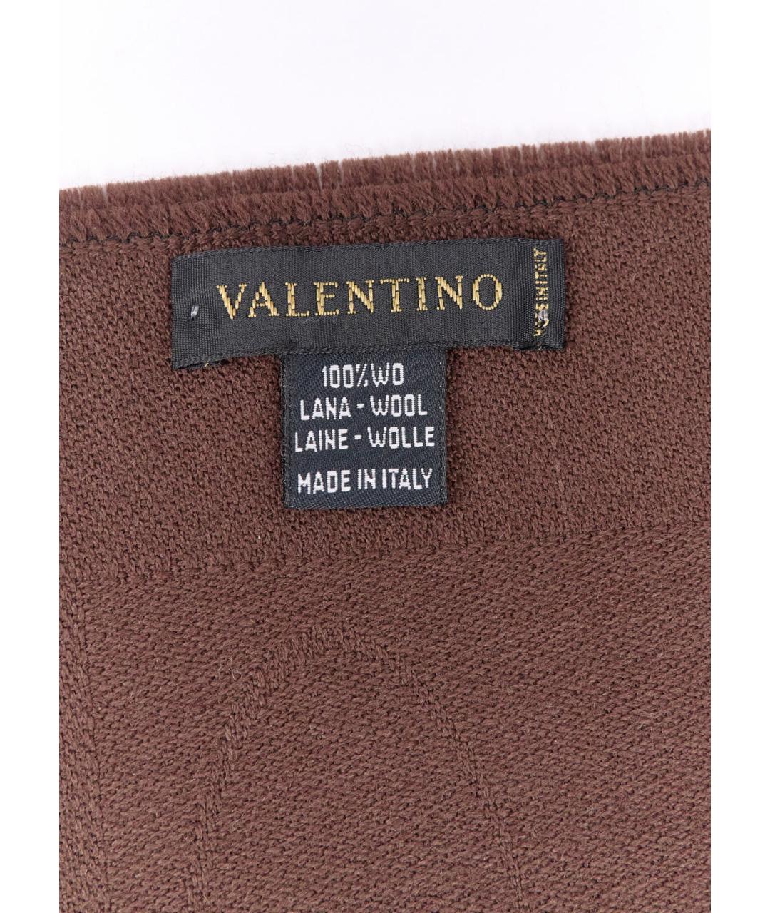 VALENTINO Коричневый шерстяной шарф, фото 4