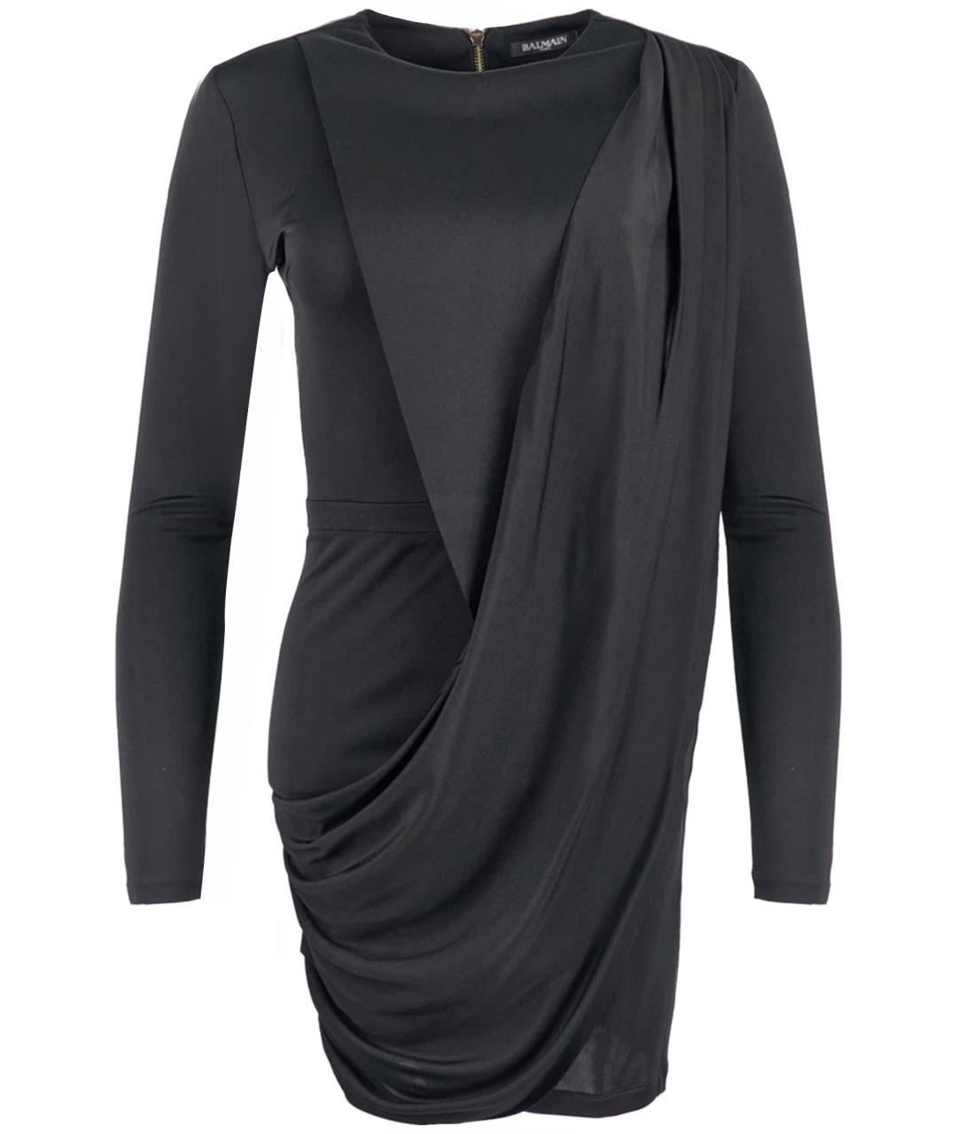 BALMAIN Черное вискозное коктейльное платье, фото 1