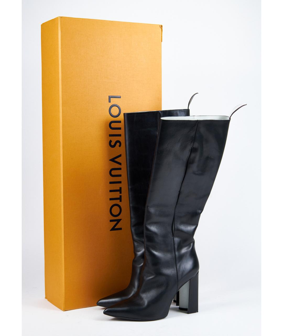 LOUIS VUITTON Черные кожаные сапоги, фото 6