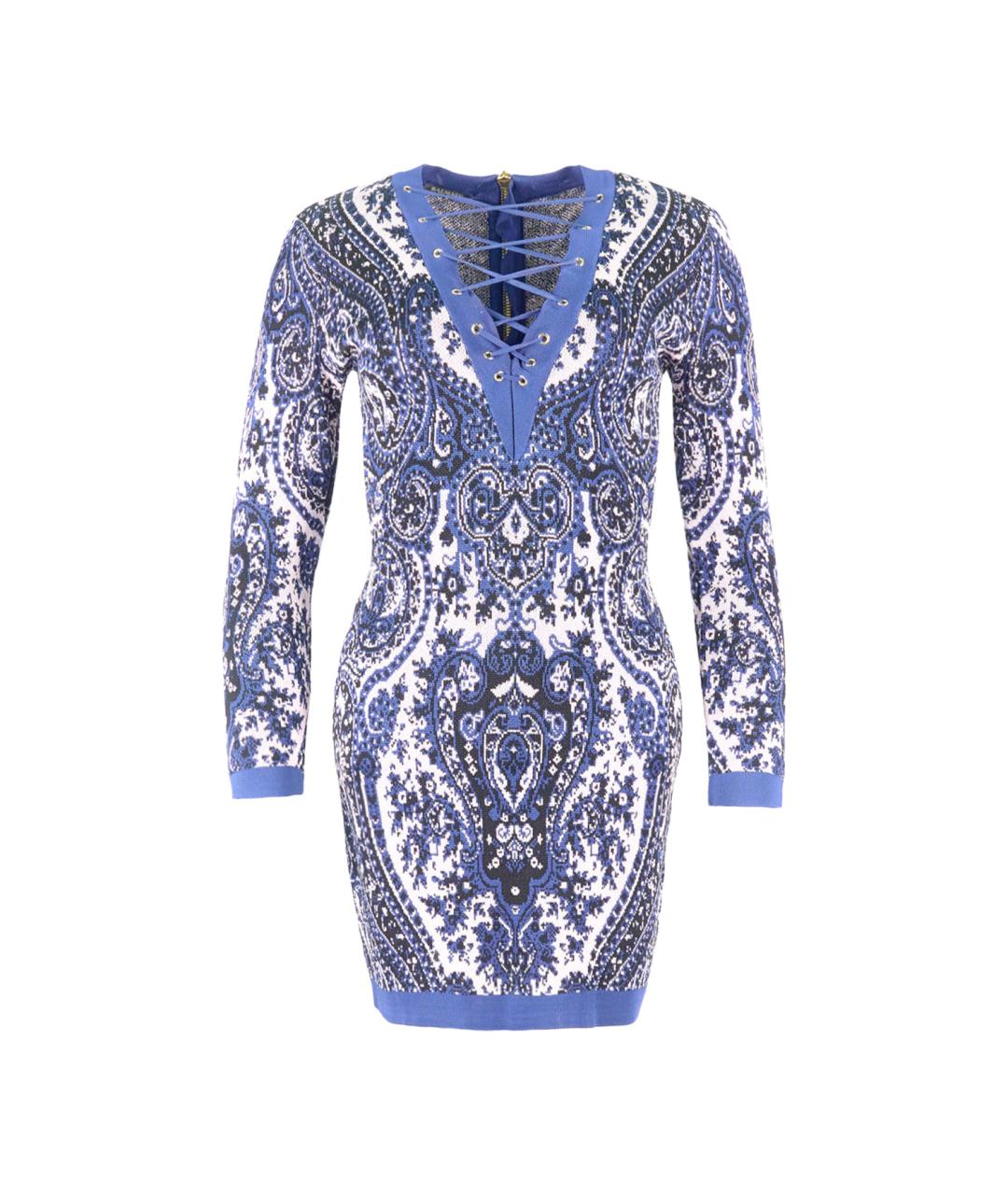 BALMAIN Синее вискозное повседневное платье, фото 6