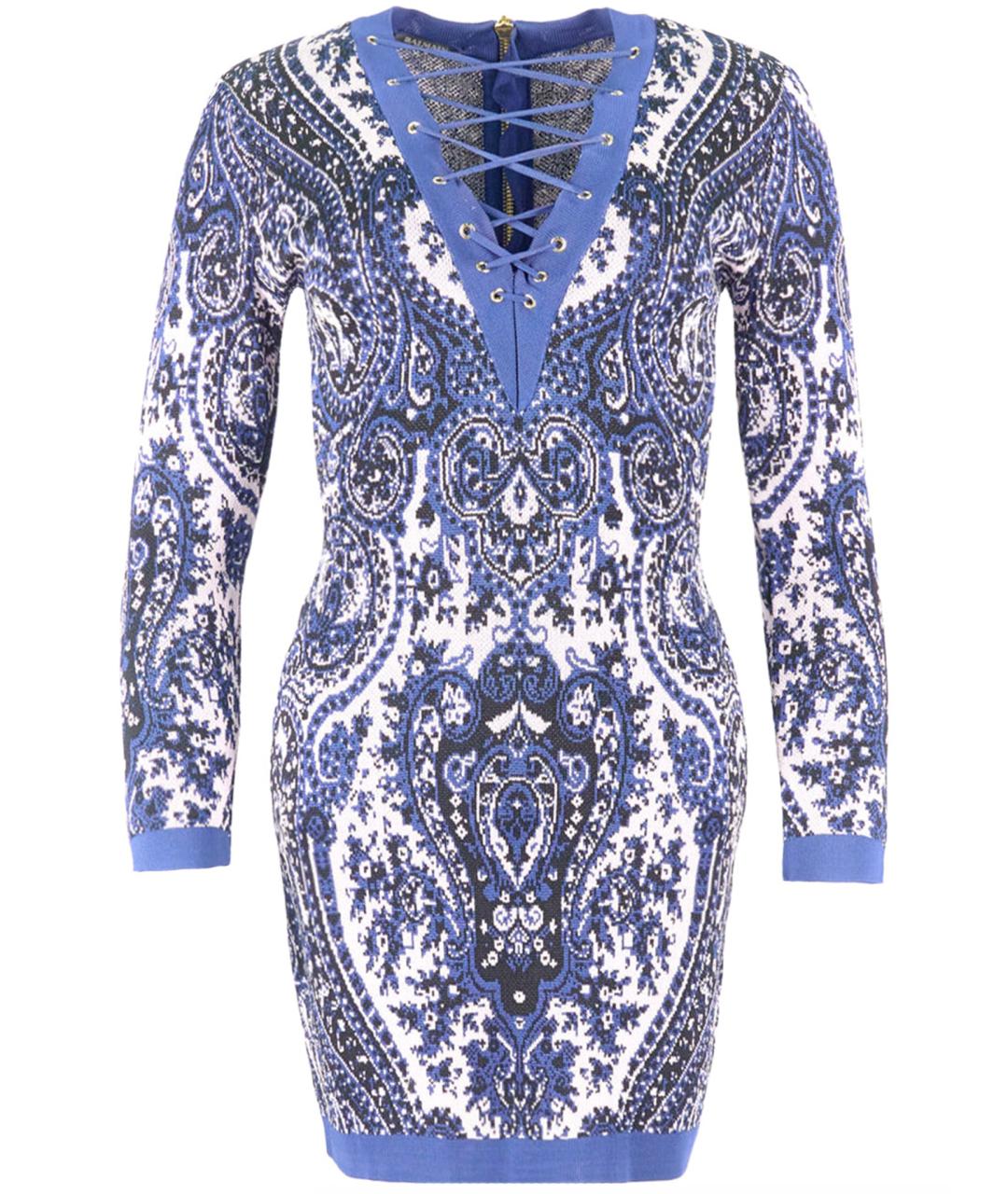 BALMAIN Синее вискозное повседневное платье, фото 1