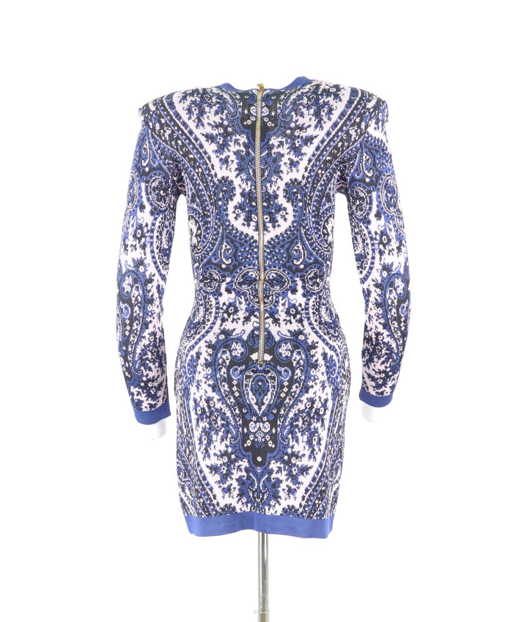 BALMAIN Синее вискозное повседневное платье, фото 2