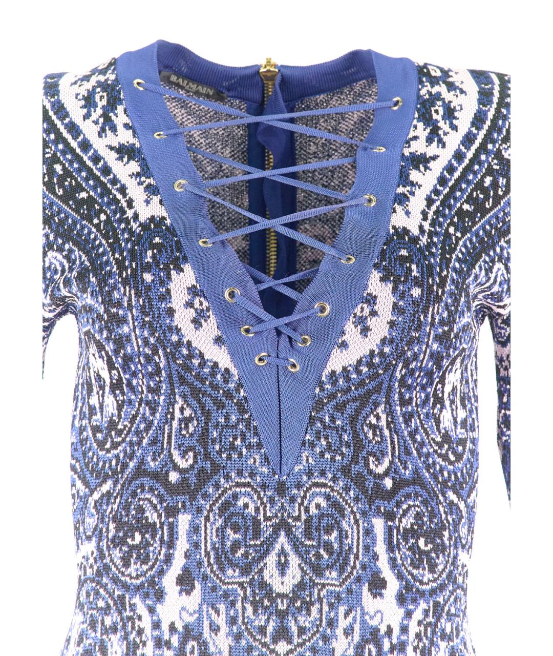 BALMAIN Синее вискозное повседневное платье, фото 4